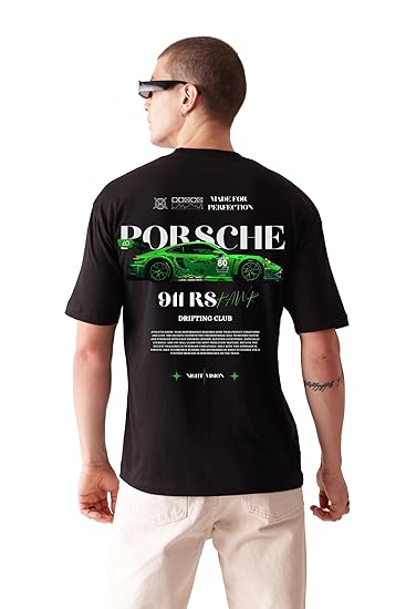 Porsche 911 B;ack Oversize Mens Printed Tshirt