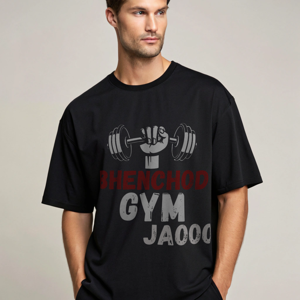 Tshirt For Mens Gymrats ( Oversize Baggy Fit 100% Cotton)