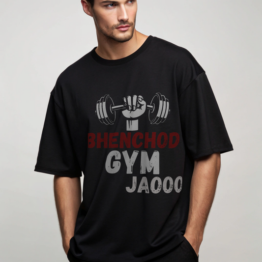 Tshirt For Mens Gymrats ( Oversize Baggy Fit 100% Cotton)