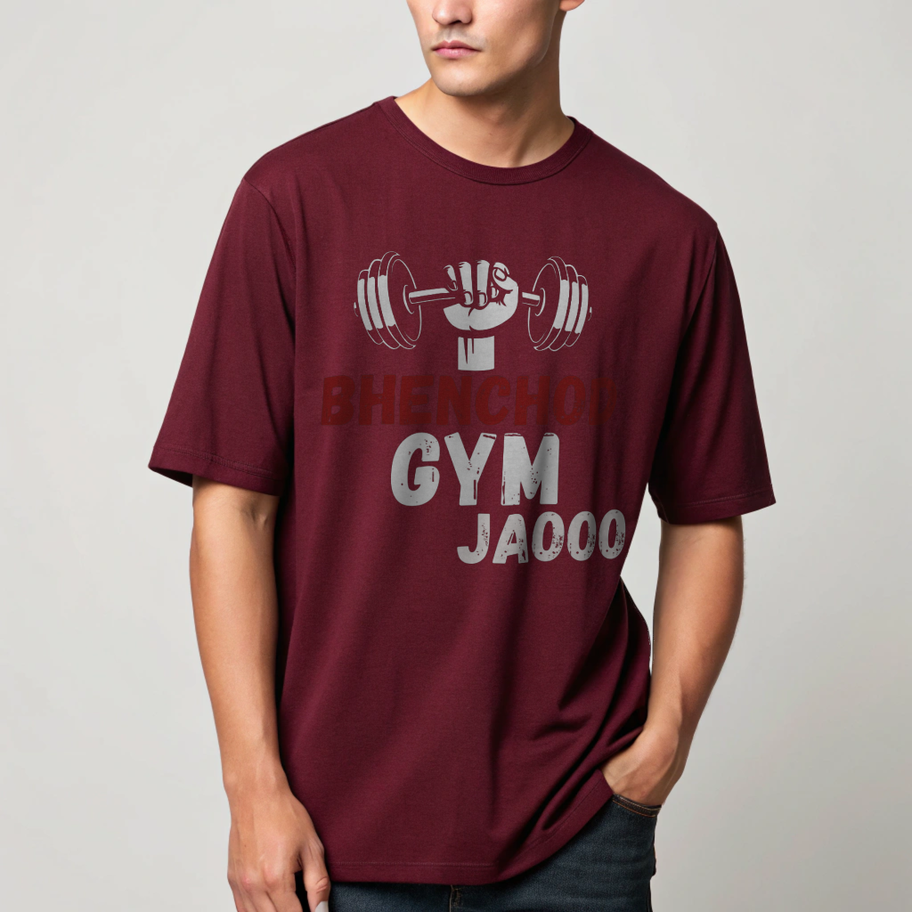 Tshirt For Mens Gymrats ( Oversize Baggy Fit 100% Cotton)