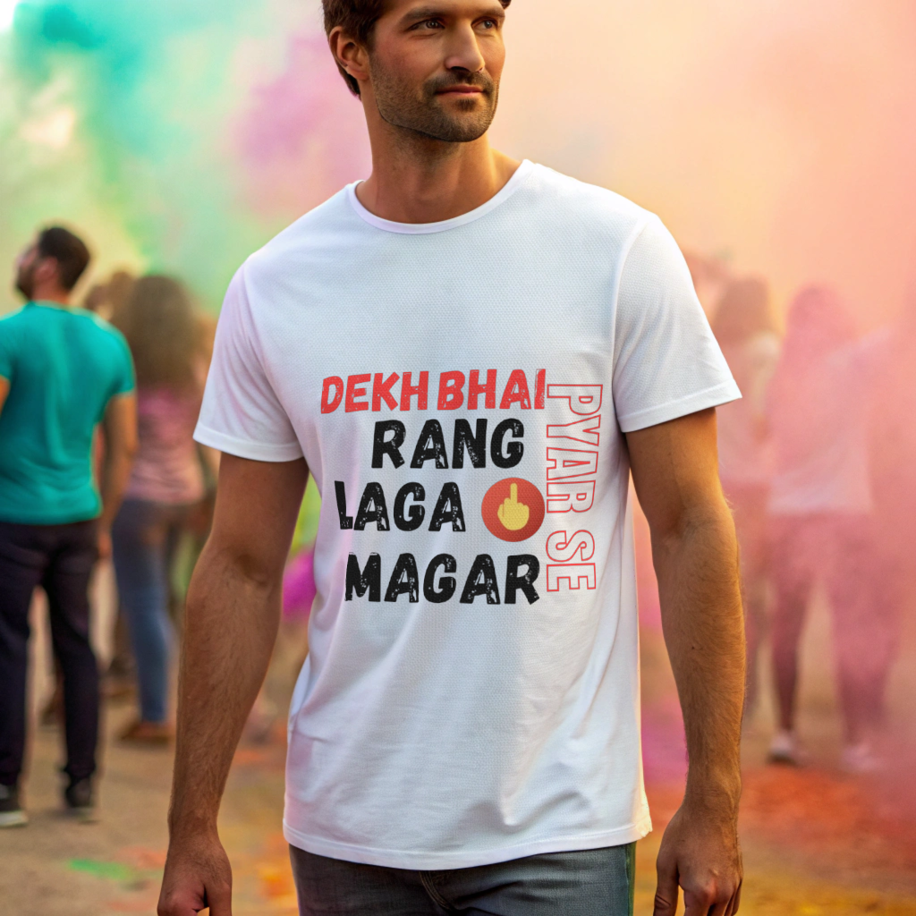 Holi Gifts  Printed White Unisex T-Shirt - RANG LAGA