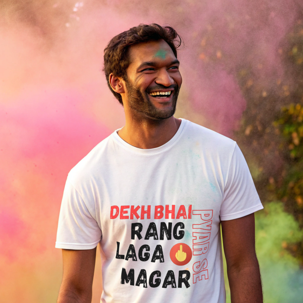 Holi Gifts  Printed White Unisex T-Shirt - RANG LAGA