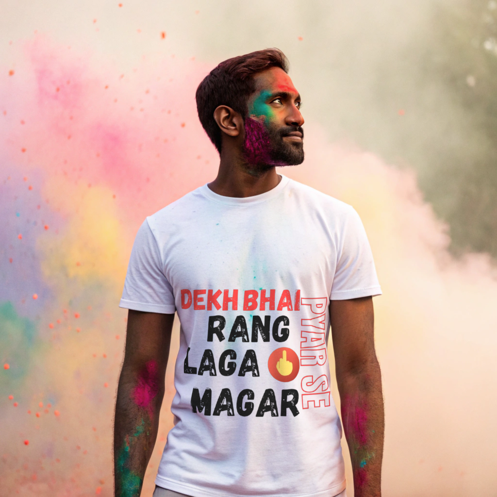 Holi Gifts  Printed White Unisex T-Shirt - RANG LAGA